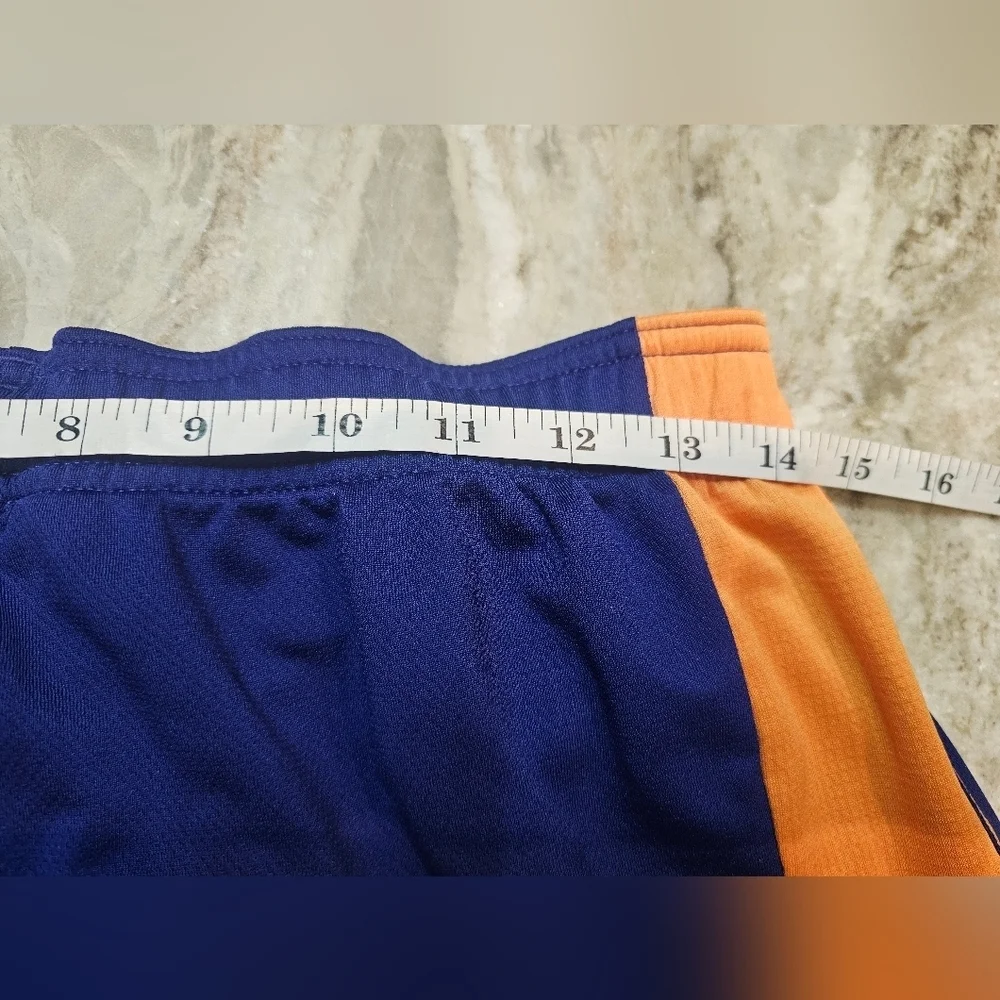 Adidas Men’s Medium Blue Orange White Athletic Training Shorts Logo Polyester